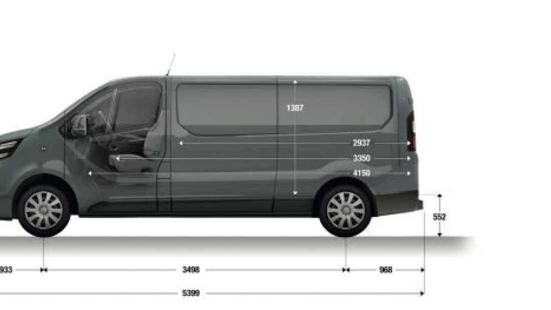 ABD Nissan - Nissan Primastar - afmetingen L1H2 zijkant